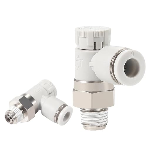 BOOGHIGC Pneumatischer Anschluss Zylinder Drosselventil Push-Lock-Anschluss PTL4-01A-M/6-01A Pneumatisches Geschwindigkeitsregelventil 1St(PTL6-01A) von BOOGHIGC