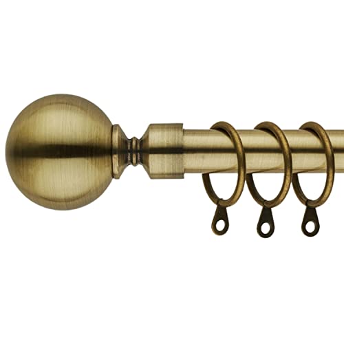 Gardinenstangen Metall Uni Kugel Endstücke Ausziehbar Gardinenstange Set 70 cm bis 120 cm Antik Messing Gardinenstangen 19 mm Durchmesser Verstellbare Gardinenschienen von BOOM JOG