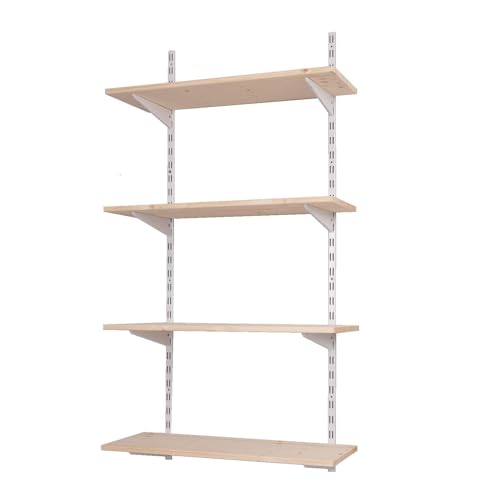 BOOMET · Wandregal Bausatz mit Boden · Höhe: 100 cm · 2 Ebenen in 80 x 30 cm (B x T) · Farbe: weiß · 42 Varianten · Stahl Regalträger · einfache Montage · bis zu 55kg Traglast von BOOMET