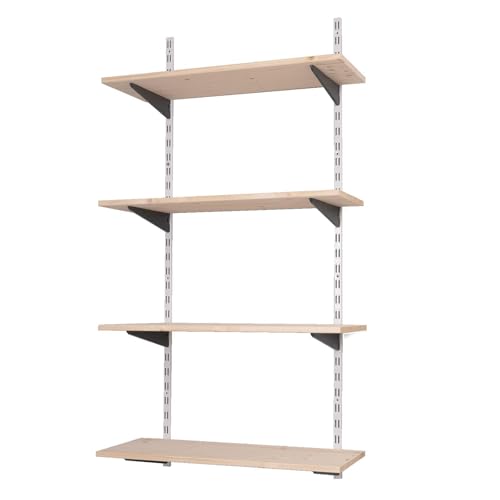 BOOMET · Wandregal Bausatz mit Boden · Höhe: 100 cm · 2 Ebenen in 80 x 50 cm (B x T) · Farbe: weiß/schwarz · 42 Varianten · Stahl Regalträger · einfache Montage · bis zu 55kg Traglast von BOOMET