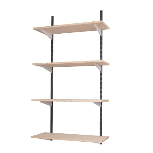 BOOMET · Wandregal Bausatz mit Boden · Höhe: 150 cm · 5 Ebenen in 80 x 30 cm (B x T) · Farbe: schwarz/weiß · 42 Varianten · Stahl Regalträger · einfache Montage · bis zu 55kg Traglast von BOOMET