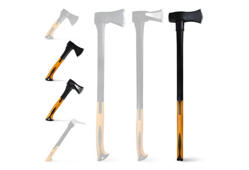 BOOMET Axt Forstaxt zum Holzhacken, (Beil 600g, 1000g / Axt 2000g, 3er Set), Holzspalter Fiberglaskern Langstiel Axt Spaltbeil von BOOMET