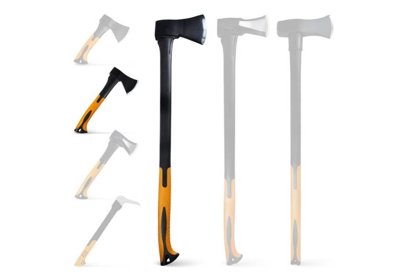BOOMET Axt Forstaxt zum Holzhacken, (Beil 600g / Axt 2000g, 2er Set), Holzspalter Fiberglaskern Langstiel Ax tSpaltbeil von BOOMET