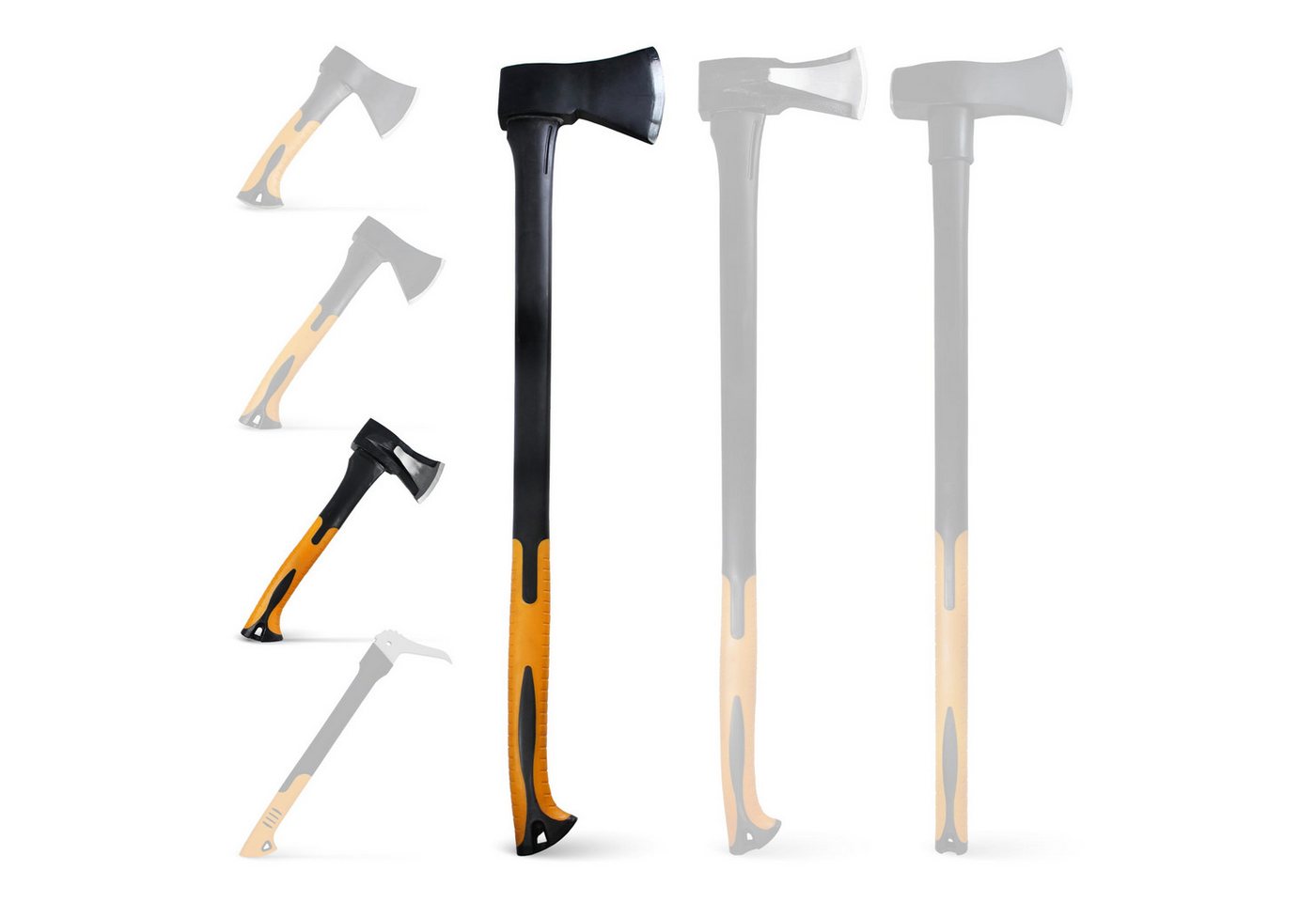 BOOMET Axt Forstaxt zum Holzhacken, (Beil 1000g / Axt 2000g, 2er Set), Holzspalter Fiberglaskern Langstiel Axt Spaltbeil von BOOMET