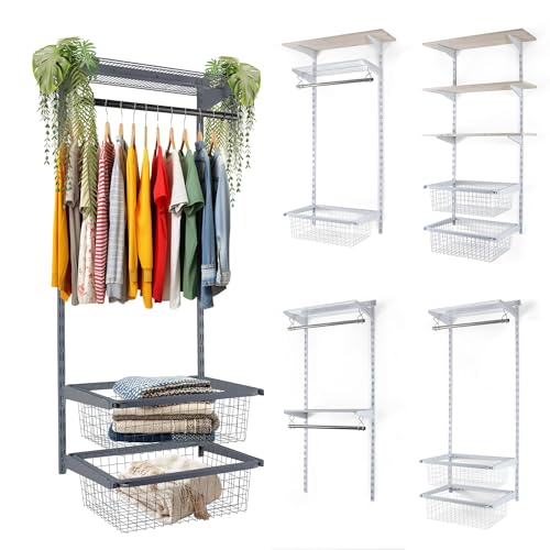 BOOMET Begehbarer Kleiderschrank 150 x 60 cm · Basic 1 mit Drahtboden anthrazit · Flexibles Ankleide Regalsystem Garderobe Wardrobe · Kleiderständer Wandregal von BOOMET