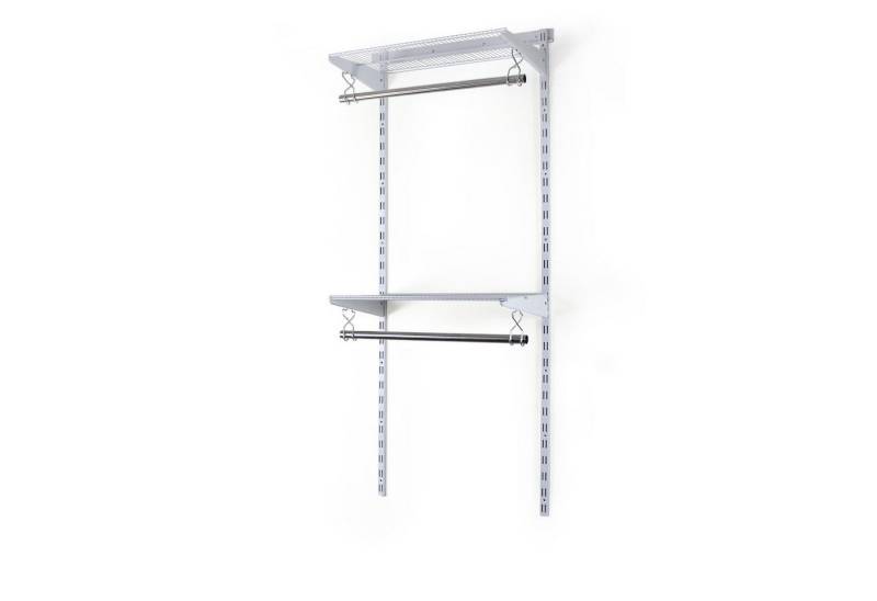 BOOMET Kleiderschrank Kleiderschranksystem Bausatz (Rail weiß) mit Drahtboden begehbarer Kleiderschrank von BOOMET