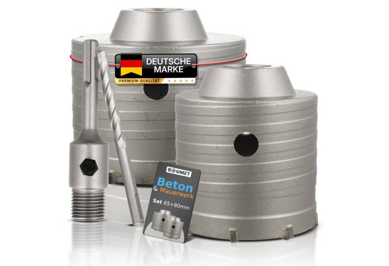 BOOMET Lochsäge Beton Lochsäge Satz, 2-tlg., Ø 65mm & 80mm, SDS-Aufnahme Bohrkrone für Steckdosengröße von BOOMET