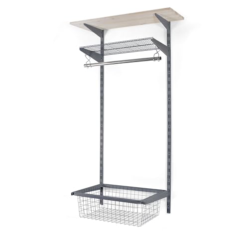 BOOMET Regalschienen Kleiderschranksystem Basic 2 · mit Fichtenboden anthrazit · Flexibles 2-reihiges Regalsystem mit Kleiderstange & verstellbaren Regalböden von BOOMET