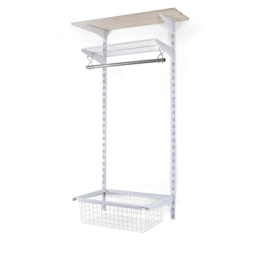 BOOMET Regalschienen Kleiderschranksystem Basic 2 · mit Fichtenboden weiß · Flexibles 2-reihiges Regalsystem mit Kleiderstange & verstellbaren Regalböden von BOOMET