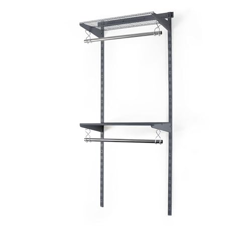 BOOMET Regalschienen Kleiderschranksystem Storage · mit Fichtenboden anthrazit · Flexibles 2-reihiges Regalsystem mit Kleiderstange & verstellbaren Regalböden von BOOMET