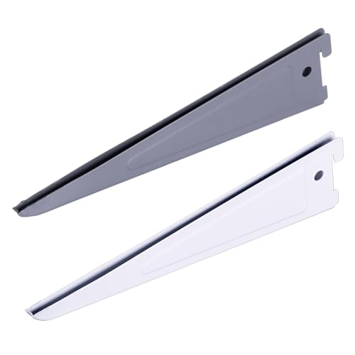 BOOMET Regalträger für Wandschienen 2-reihig · Anthrazit 37cm 2 Stück · 2 Farben · Regalbodenträger aus Stahl · Regalwinkel/Wandregal · Regalsystem · pulverbeschichtet von BOOMET