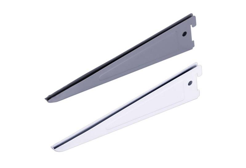 BOOMET Wandregalhalter Regalträger 2-reihig für Wandschienen, 1 2-tlg., Regalsystem Weiß 17cm Wandregalhalter Regalwinkel von BOOMET