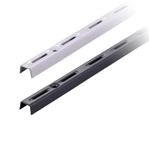BOOMET Wandschienen 1-reihig Weiß 100cm 10 Stück · 2 Farben · Regalschienen für Regalträger/Wandregal · Regalbodenträger aus Stahl · pulverbeschichtet · Einfache Montage von BOOMET