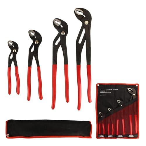 BOOMET Wasserpumpenzange Set · 4er Set 175mm 250mm 300mm 400mm · Verstellbare Rohrzange mit Druckknopf · Zangenschlüssel mit Feinverstellung per Knopfdruck von BOOMET