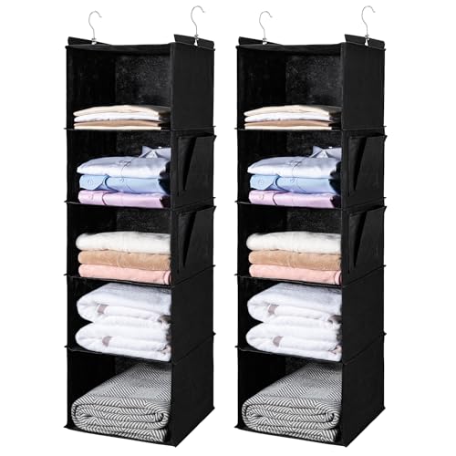 BOOMIBOO Hängeschrank zum Organisieren und Regalen, 5 Hängeregale mit 2 Seitentaschen, faltbar, 2 Stück, Schwarz von BOOMIBOO