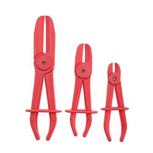 BOOMSTART 3 Stück Schlauchklemmenzange, Nylon Schlauchklemmenzangen Set, Leicht Tragbar Schlauch Klemmzange Abklemmzange für Kraftstoffschläuche, Brems- und Benzinleitungen, Kühlwasserschläuche, Rot von BOOMSTART
