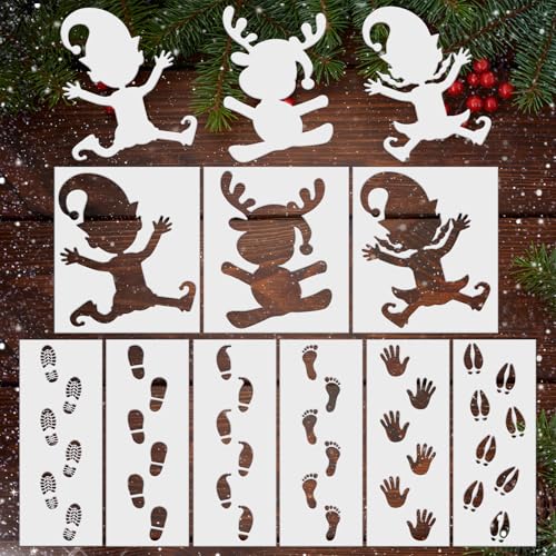 12pcs Wichtel Schablonen Weihnachten Wichtel Tür Zubehör Zeichenschablonen Rentier Fußabdrücke Handabdrücke Kunststoff Malschablonen zum Malen Weihnachtsschablonen für Wand Böden Fenster Karten 12pcs Wichtel Schablonen Weihnachten Wichtel Tür Zubehör Zeichenschablonen Rentier Fußabdrücke Handabdrücke Kunststoff Malschablonen zum Malen Weihnachtsschablonen für Wand Böden Fenster Karten von BOOMTOP