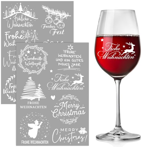 14 Stück Weingals Weihnachten Personalisiert Glas Aufkleber Frohe Weihnachten Geschenk Rub On Sticker Weihnachts Geschenke Gläser Aufkleber Rub Ons DIY Weihnachten Geschenk für Weinliebhaber von BOOMTOP