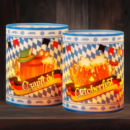 BOOMTOP 12 Windlicht Oktoberfest Tischdeko O'zapft is Deko Teelichter Kerzen Verzieren Bayrische Deko Windlichter Bierfest Wiesn Party Mottoparty Dekoration B von BOOMTOP