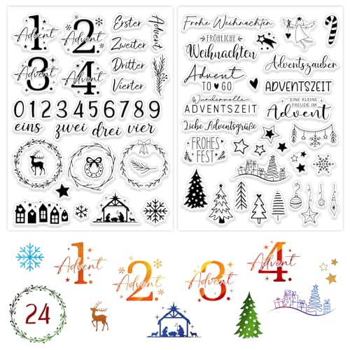 BOOMTOP Silikon Stempel Adventskalender - Adventszauber mit Klare Stempel und Sprüchen für Kartenherstellung - DIY Geschenk Set für Weihnachten von BOOMTOP