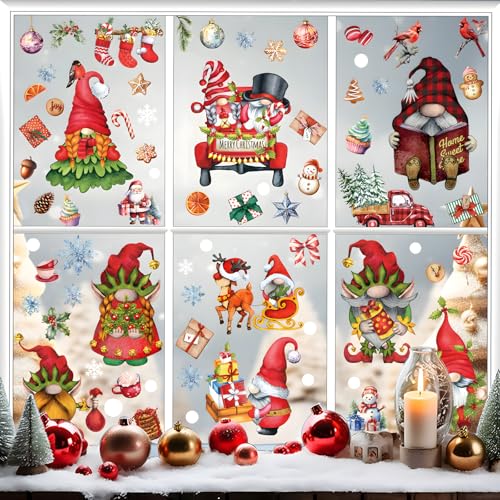 BOOMTOP 9Blatt Weihnachten Fensterbilder Selbstklebend Zwerge Bunte Fenster Aufkleber Wehnachten Fenster Deko Weihnachtswichtel Aufkleber Merry Christmas Fenster Abziehbilder Wand Fenstersticker von BOOMTOP