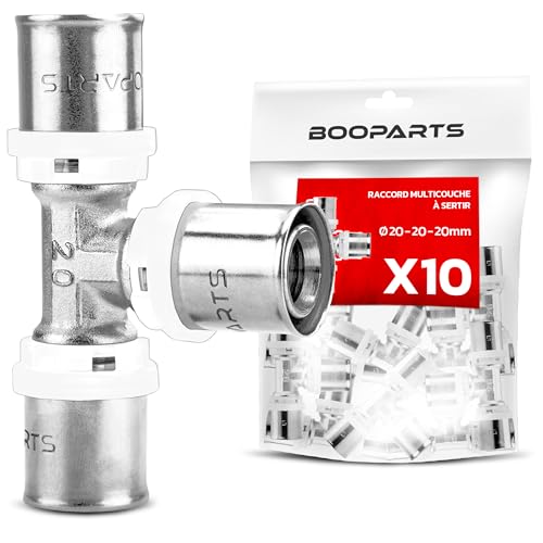 BOOPARTS - 10 Stück – mehrschichtige Verbindungsstücke 20 – 20 – 20 mm zum Crimpen – Mehrschicht-T-Stück – Verbindungsstück für Mehrschichtrohre 20 von BOOPARTS