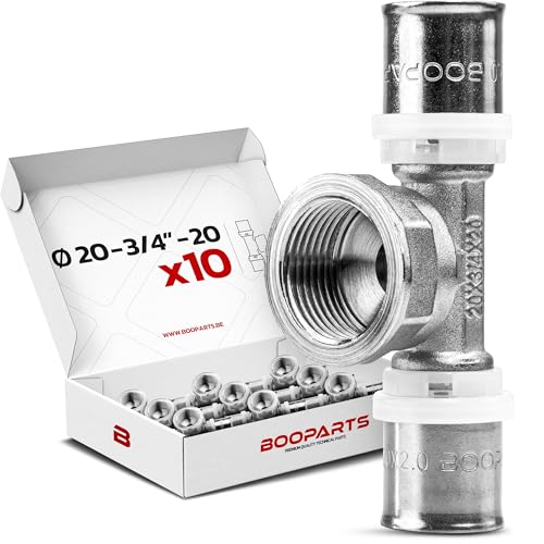 BOOPARTS - 10 Stück – mehrschichtige Verbindungsstücke 20 – 3/4 Zoll F (20 – 27) – 20 A Crimpzange – Mehrschicht-T zum Crimpen – Verbindungsstück für Mehrschichtrohr von BOOPARTS