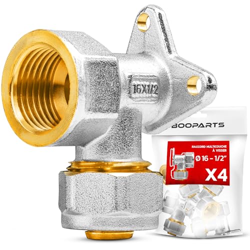 BOOPARTS - 4 Stück - Mehrschichtverschraubung 16 - 1/2 Zoll (15-21) zum Schrauben - Wandkonsole mehrschichtig - Sanitäranschluss für Mehrschichtrohr 16 von BOOPARTS