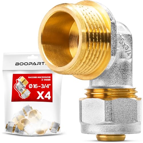 BOOPARTS - 4 Stück – Mehrschichtverschraubung 16 – 3/4 Zoll (20 – 27) zum Schrauben – Mehrschicht-Verbindungsstück – Verbindungsstück für Mehrschichtrohre 16 von BOOPARTS