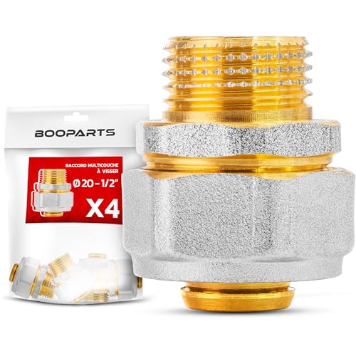 BOOPARTS - 4 Stück – Mehrschichtverschraubung 20 – 1/2 Zoll (15 – 21) zum Schrauben – mehrschichtige Muffe – Verbindungsstück für Mehrschichtrohre 20 von BOOPARTS