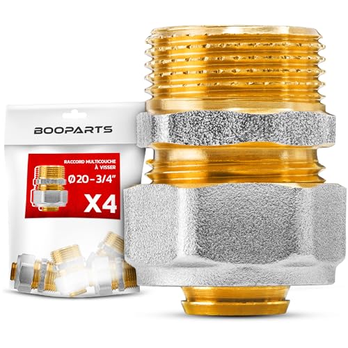 BOOPARTS - 4 Stück – Mehrschichtverschraubung 20 – 3/4 Zoll (20 – 27) zum Schrauben – mehrschichtige Muffe – Verbindungsstück für Mehrschichtrohre 20 von BOOPARTS