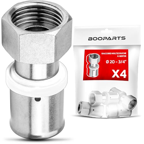 BOOPARTS - 4 Stück – Pressfitting – Crimp-Verbindungsstück, gerade (Rotierende Mutter), weiblich – Mehrschicht-Crimpverbinder Ø20-3/4" (20/27) TH Kontur – Press-Übergangsverschraubung von BOOPARTS