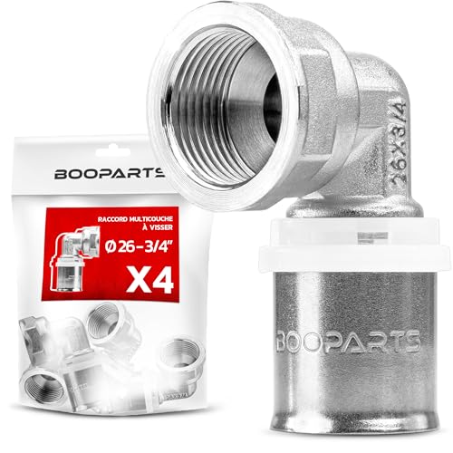 BOOPARTS - 4 Stück Pressfitting Winkel 26 mm x 3/4" (DN20) Innengewinde (IG) Messing - Mehrschichtbogen TH-Kontur für Mehrschichtverbundrohr - Übergangsfitting Rohr-zu-Innengewinde von BOOPARTS