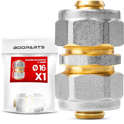 BOOPARTS - Schraubfitting Kupplung 16-16 mm Messing - Gleiches Verschraubungsfitting für Mehrschichtverbundrohr - Rohrverbinder für Sanitär-, Heizungs- & Trinkwasserinstallation von BOOPARTS