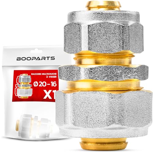 BOOPARTS - Mehrschichtverbinder 20 – 16 zum Schrauben – mehrschichtige Muffe reduziert – Sanitäranschluss für mehrschichtige Rohre 20 und 16 von BOOPARTS