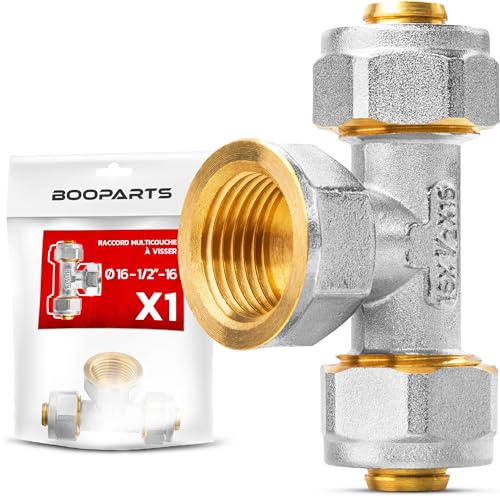 BOOPARTS - Mehrschichtverschraubung 16 - 1/2 Zoll F (15-21) - 16 zum Schrauben - T-Stück mehrschichtig - Sanitäranschluss für Mehrschichtrohr 16 von BOOPARTS
