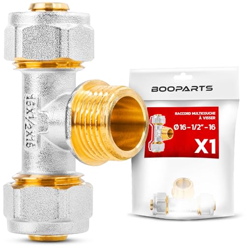 BOOPARTS - Mehrschichtverschraubung 16 - 1/2 Zoll M (15-21) - 16 zum Schrauben - T-Stück mehrschichtig - Sanitäranschluss für Mehrschichtrohr 16 von BOOPARTS