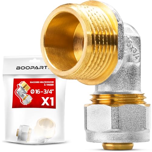 BOOPARTS - Mehrschichtverschraubung 16 - 3/4 Zoll (20 - 27) zum Schrauben - Mehrschichtbogen - Sanitäranschluss für Mehrschichtrohr 16 von BOOPARTS