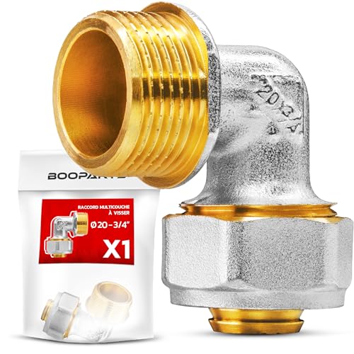 BOOPARTS Mehrschichtverschraubung 20 – 3/4 Zoll (20 – 27) zum Schrauben – mehrschichtiger Außenbogen – Sanitäranschluss für mehrschichtiges Rohr 20 von BOOPARTS