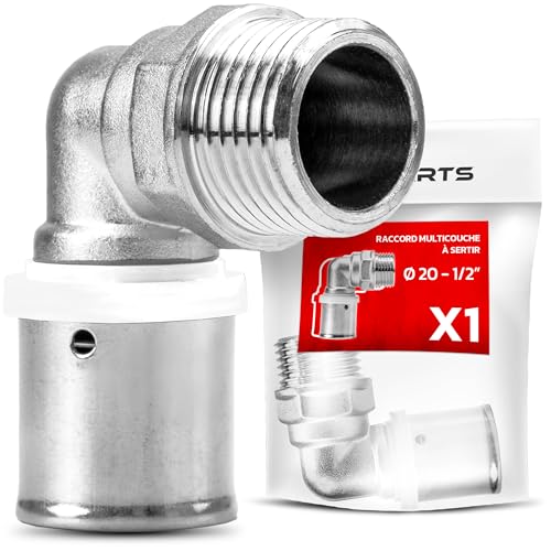 BOOPARTS - Pressfitting Winkel 20 mm x 1/2" (DN15) Außengewinde (AG) Messing - Mehrschichtbogen TH-Kontur für Mehrschichtverbundrohr - Übergangsfitting Rohr-zu-Außengewinde von BOOPARTS