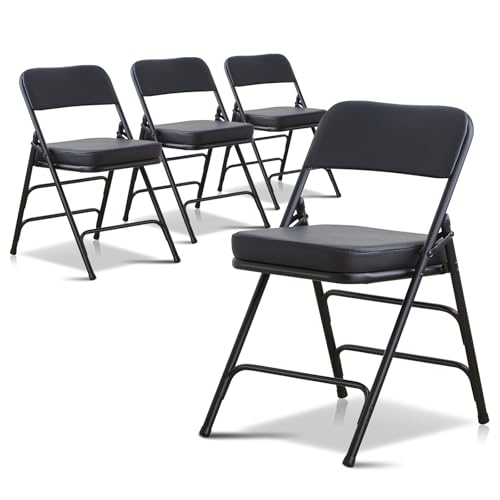 BOOSDEN Gepolsterter Klappstuhl, faltbarer Stuhl mit dickem Kissen, robuster Metall-Klappstuhl für Outdoor & Indoor & Essen & Party, Schwarz, 4 Stück BOOSDEN Gepolsterter Klappstuhl, faltbarer Stuhl mit dickem Kissen, robuster Metall-Klappstuhl für Outdoor & Indoor & Essen & Party, Schwarz, 4 Stück von BOOSDEN