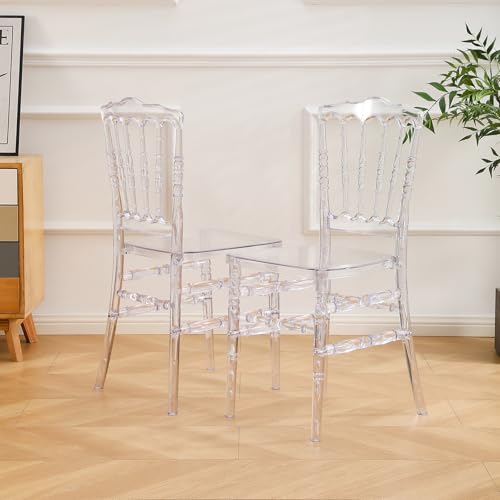 BOOSDEN Napoleon Esszimmerstuhl, 2 Stück, Transparenter Acryl Kunststoff, Durchsichtige Plastik Stühle für Hochzeit, Party, Veranstaltungen von BOOSDEN