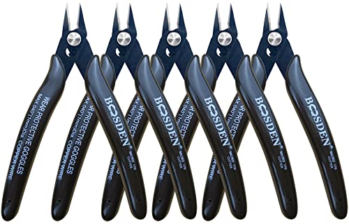 BOOSDEN 170 Seitenschneider, 5 Pack, 127mm, Elektronik-Seitenschneider, Elektronik Drahtschneider, Schneidezange, Mini Durable Seitenschneider, Kleiner Seitenschneider für Modellbau, Schwarz von BOOSDEN