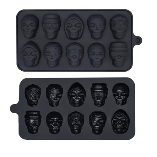 BOOSHMall 2 Stück Totenkopf Backform, Halloween Kochen Silikonform, Schädel Schokoladenformen, für Halloween Party Kuchen Deko, Schwarz BOOSHMall 2 Stück Totenkopf Backform, Halloween Kochen Silikonform, Schädel Schokoladenformen, für Halloween Party Kuchen Deko, Schwarz von BOOSHMall