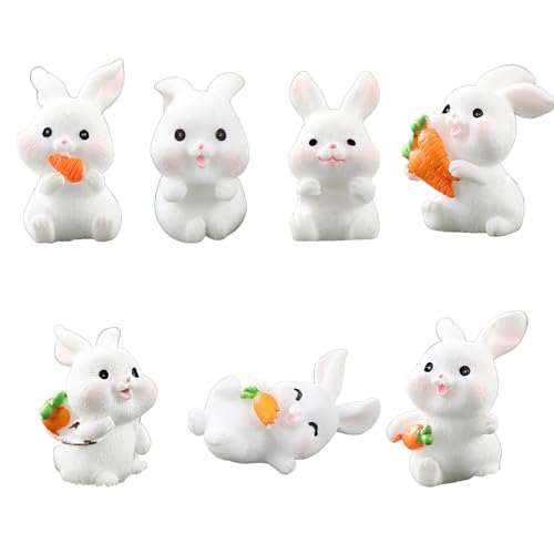 BOOSHMall 7 Stücke Mini Hase Figur Osterhase Figuren Mini Korb Hasen Ostereier Mikrolandschaft Hase Figuren Osterdeko Kleines Geschenk, Blumentopf Ornament für Ostern Desktop Ornament von BOOSHMall