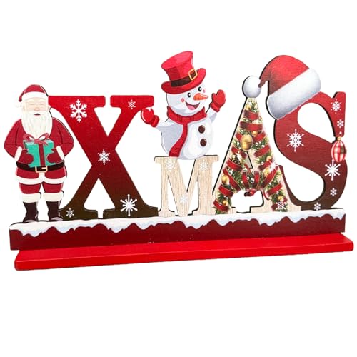 BOOSHMall Dekorativer für Weihnachten, Schriftzug Xmas Weihnachten Holzdeko für Tisch, Premium Weihnachtsdekoration zum Hinstellen, Schneemann Weihnachten Holz Ornamente von BOOSHMall