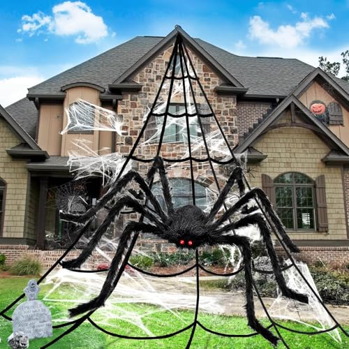 BOOSHMall Halloween Deko Outdoor Spinne Groß, Halloween Spinnennetz Dekoration, Horror Deko Garten 5.4m Dreieckiges Riesen Spinnennetz & 125cm Gruselige Dehnbares Riesen Spinne BOOSHMall Halloween Deko Outdoor Spinne Groß, Halloween Spinnennetz Dekoration, Horror Deko Garten 5.4m Dreieckiges Riesen Spinnennetz & 125cm Gruselige Dehnbares Riesen Spinne von BOOSHMall