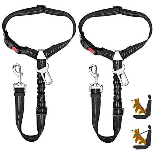 BOOSHMall Hundegurt fürs Auto, 2 in 1 Anschnallgurt Hund Auto, Verstellbar Hunde Sicherheitsgurt Auto, mit Elastischer Ruckdämpfung und Starke Karabiner, für alle Hunderassen Autotypen 2Pcs von BOOSHMall