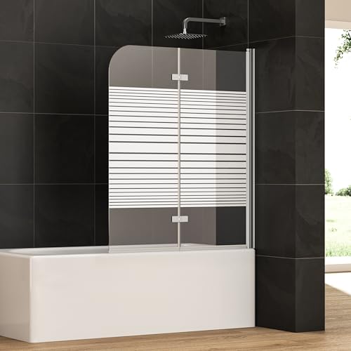 100x140cm 2-teilig Faltbare Badewanne Duschwand | 6mm ESG-GLAS Duschabtrennung | Trockene-Nasse-Trennung | Leicht Installierbar von BOOSLOON