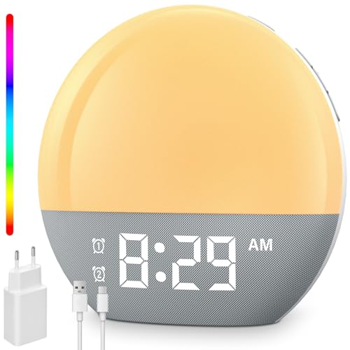 BOOTEEK Tageslichtwecker, Lichtwecker Sonnenaufgang Wecker mit Digital Doppelalarm 18 Farblicht 20 Helligkeit 24 Naturgeräusche FM-Radio, Farbige Sonnenaufgangssimulation,Geschenke für Frauen & Männer BOOTEEK Tageslichtwecker, Lichtwecker Sonnenaufgang Wecker mit Digital Doppelalarm 18 Farblicht 20 Helligkeit 24 Naturgeräusche FM-Radio, Farbige Sonnenaufgangssimulation,Geschenke für Frauen & Männer von BOOTEEK